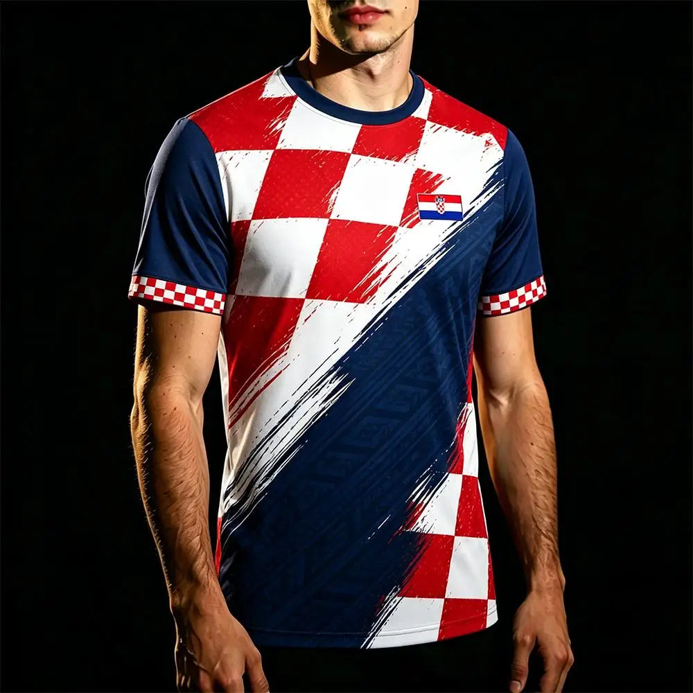 Croatia Flag Printed T-shirt Men Quick Dry Breathable Football Jersey Men's And Women's Casual Streetwear Short-sleeved Tops