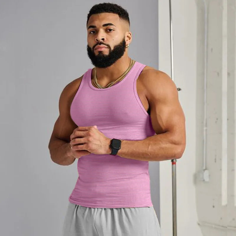 Summer Men's Sports Clothing Casual Vest Fashion Round Neck Quick Dry Tank Top Male Outdoor Gym Fitness Sleeveless Base Shirt