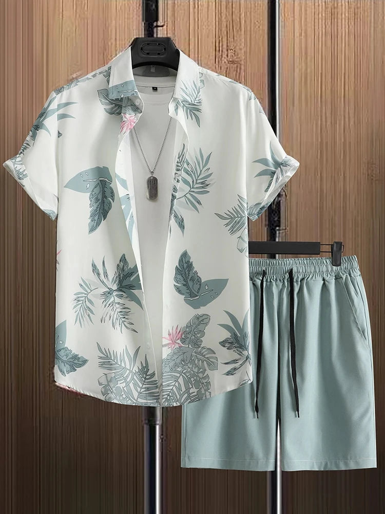 Hawaiian Men's Short Sleeve Shirt And Beach Shorts Set Beach Party Men's Shorts Summer Vacation Fashion Men's Casual Shirt