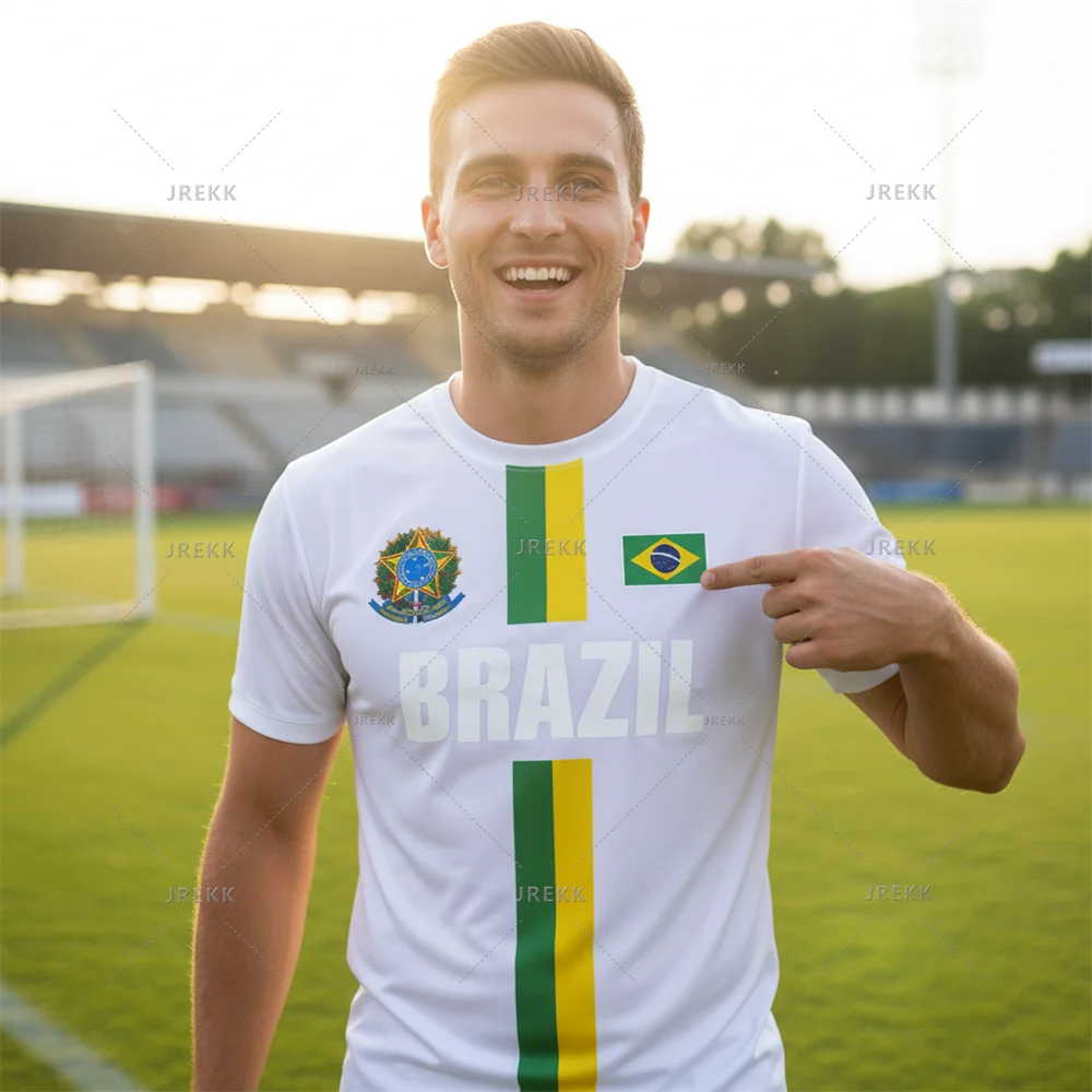 2026 New Design Football Jersey Training Top Brazil Flag Stripe Maillot Football Jersey Outdoor Quick-drying Sports Tee T-shirts