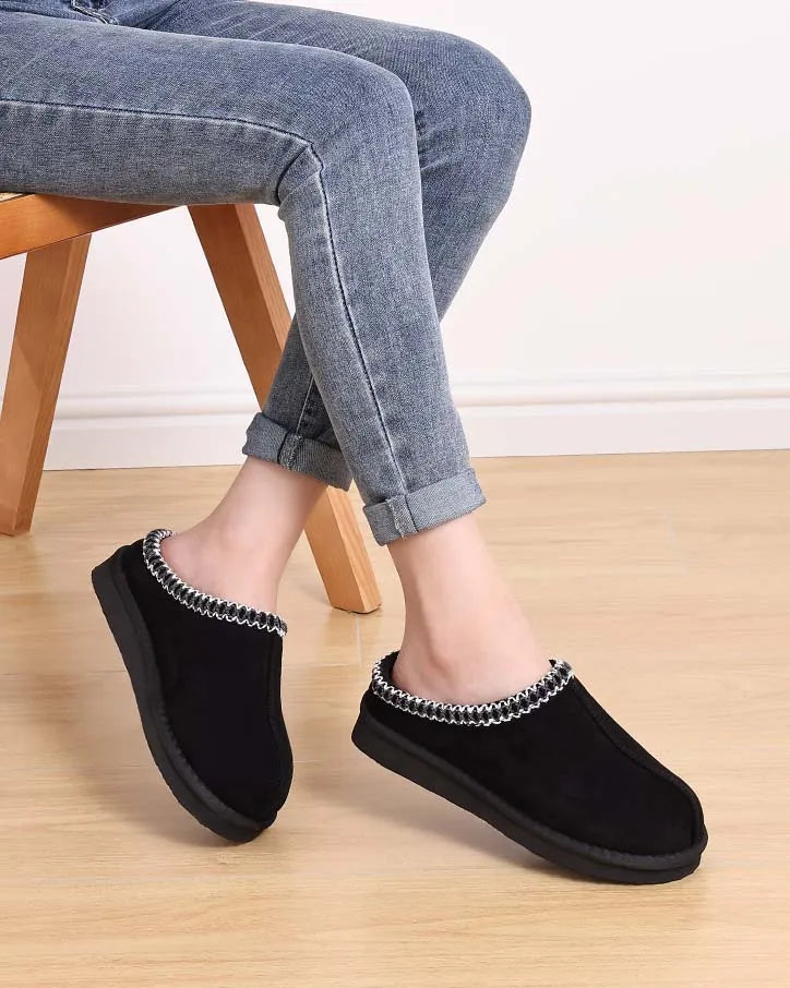 Crestar Women's Memory Foam Fuzzy Slippers New Genuine Suede Fluffy Slippers Women Men Cozy Warm House Shoes Indoor and Outdoor