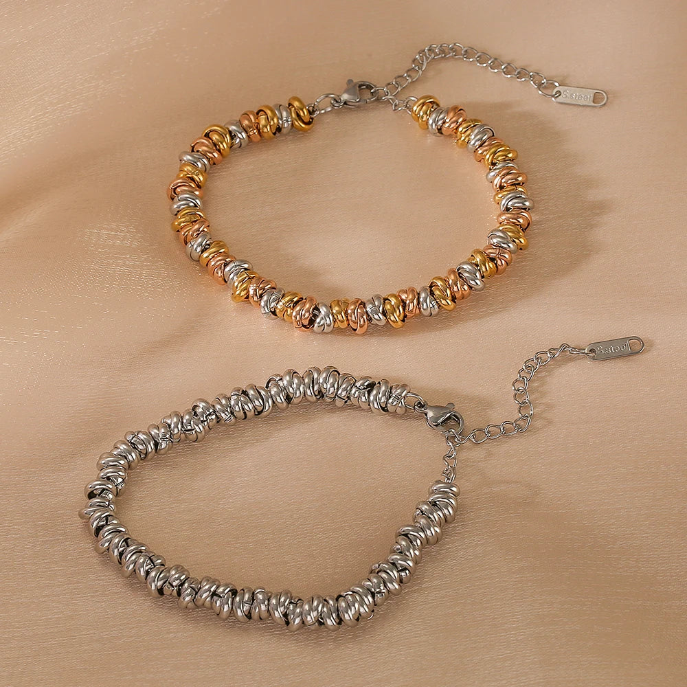 cmoonry High Quality Non-Fading Stainless Steel Jewelry Gold/Silver/Mix Color Beads Bracelets For Women