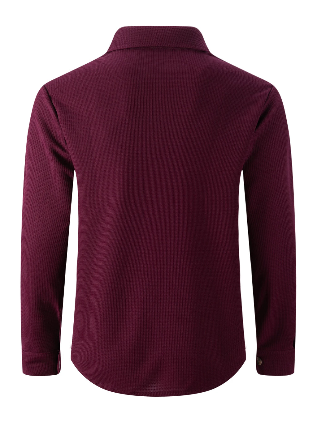Men's Waffle Knit Button Down Shirt - Casual Long Sleeve Turn Down Collar Chest Pocket Work Shirt