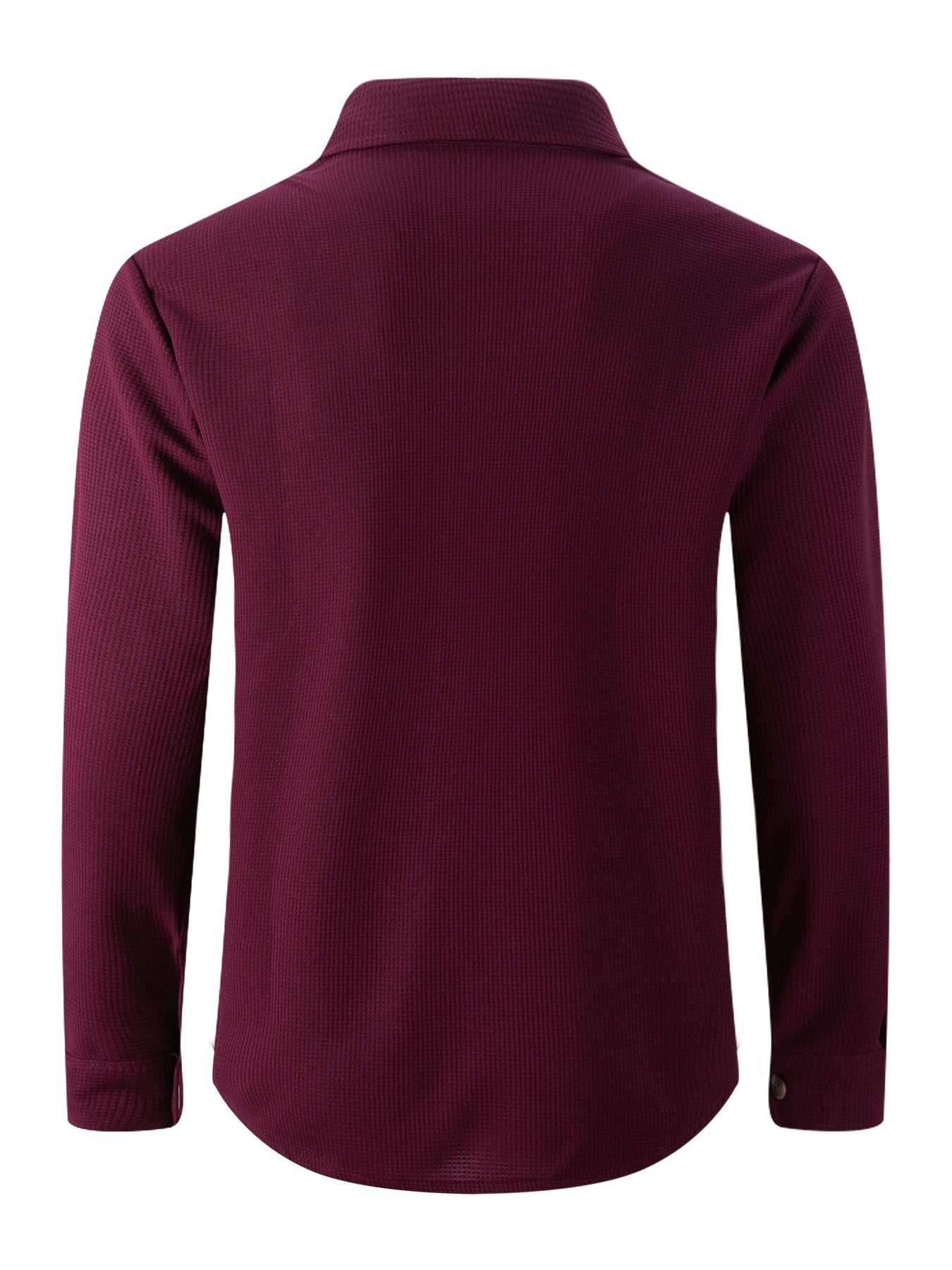 Men's Waffle Knit Button Down Shirt - Casual Long Sleeve Turn Down Collar Chest Pocket Work Shirt