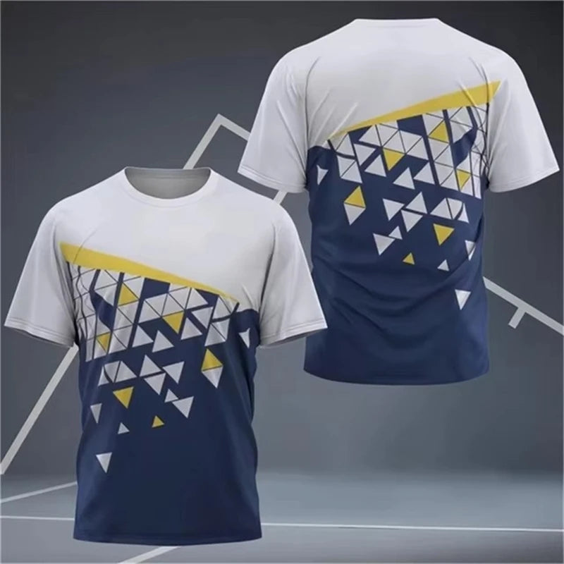 Simple Geometric Patterns Badminton T Shirts For Men Summer Fashion Short Sleeve 3D Printed T-shirt Casual Oversized Sports Tees