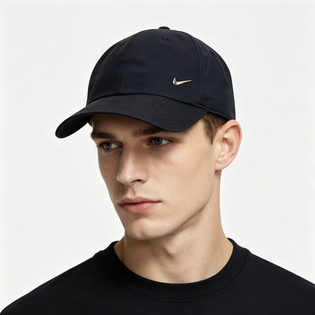 Nike Brand Logo Polyester Baseball Cap Unisex Couple Style Black/Gold Fb5372-011
