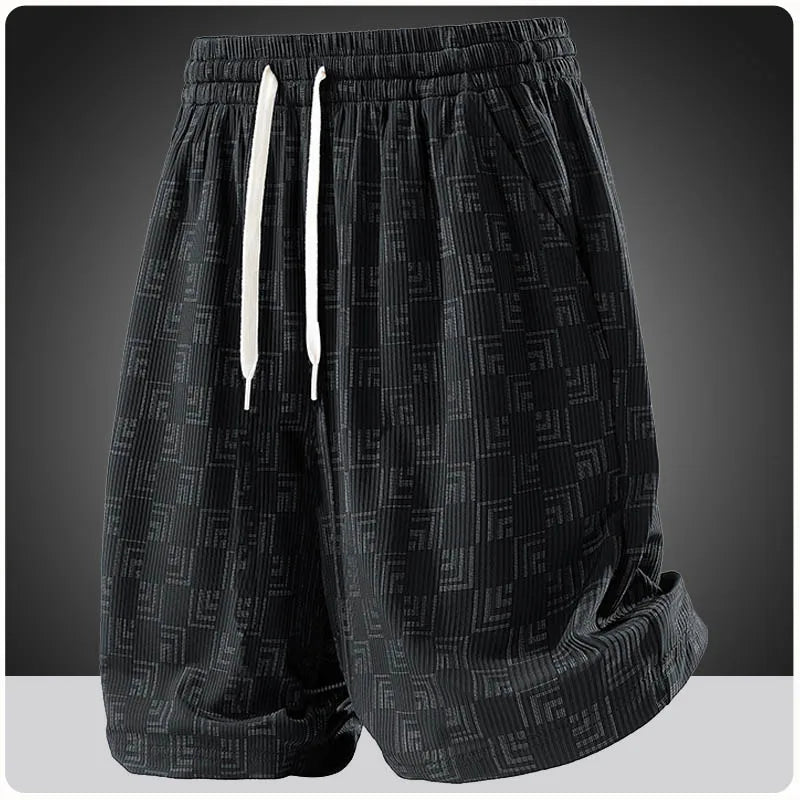 Men's Printed Cargo Shorts Summer Ice Silk Casual Loose Plus-Size 7XL 8XL Shorts Outdoor Gym Running Sports Five-Point Shorts
