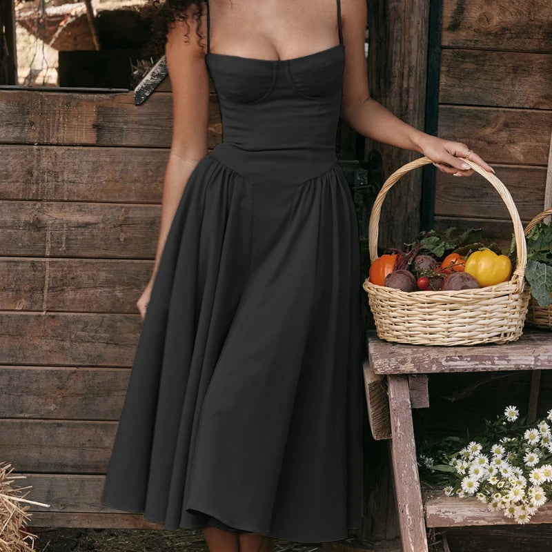 Summer Sexy Tube Top Waisted Camisole Dress Women Elegant Sleeveless Backless Pleated Female Party Evening Dresses