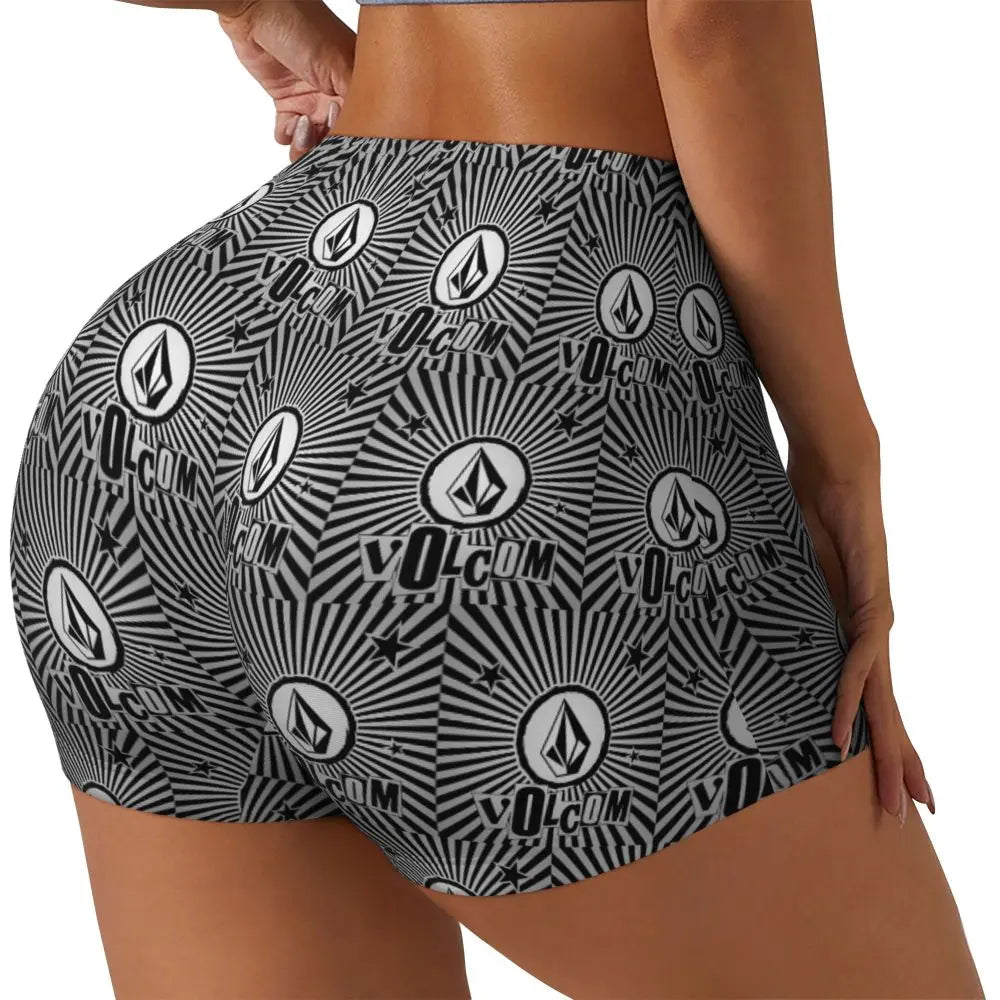 Custom V-Volcom Logo Women Gym Workout Running Shorts Athletic Volleyball Biker Yoga Shorts