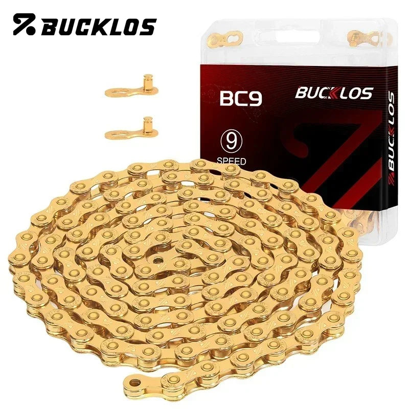 BUCKLOS MTB Road Bike Chain 8/9/10/11/12 Speed Bicycle Chains Universal EL/SL Road Bike Chain Gold/Silver Chains Bicycle Part