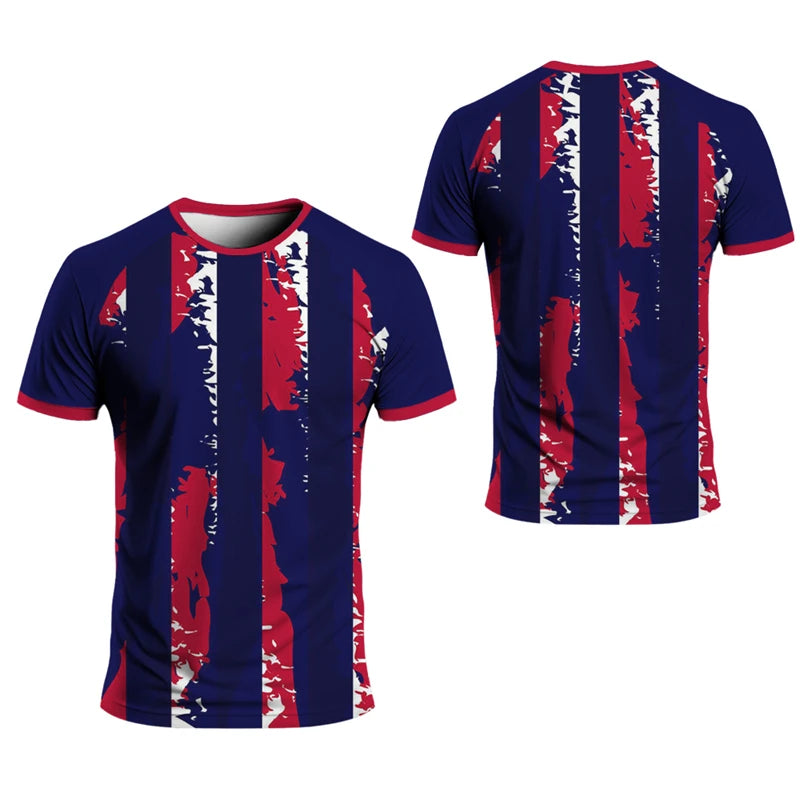 Simple Striped Graphic Sports T Shirts For Men Summer Fashion Short Sleeve 3D Printed Fitness T-shirts Casual Oversized Tees