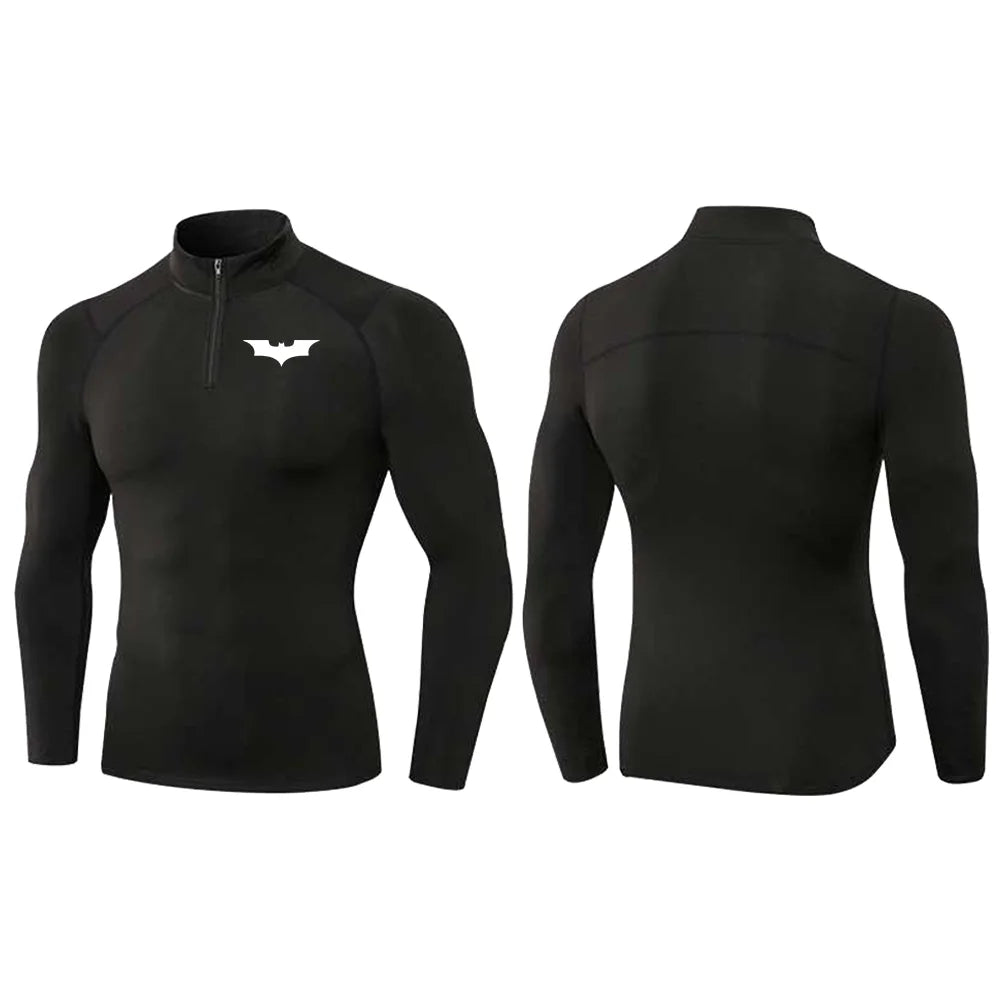2025 Men's Bat Print Compression Shirt Quick Dry T-Shirt Gym Running Jersey Breathable Short Sleeve S-3XL
