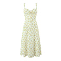 YENKYE Sexy Elegant Women Lace Patchwork Floral Print Sling Midi Dresses Holiday Summer Lady Party Vestidos Cotton Robe