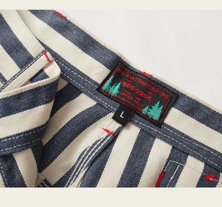 14oz Dense Thicken Heavyweight Striped Pants for Men Good Quality Winter Fall America Style Loose Casual Vintage Worker Trouser