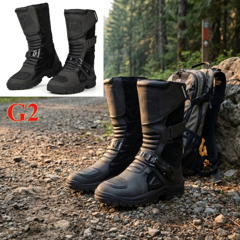 G2 Professional Outdoors Motocross Racing Long Boots Anti Slip Breathable Motos Shoes Men's Motorcycle Protective Boots