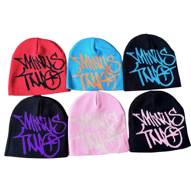 Letter Jacquard Knitted Hat Simple Trendy Men Women Y2k Winter Pop Harajuku Vintage Warm Hip Hop Unisex Fashion