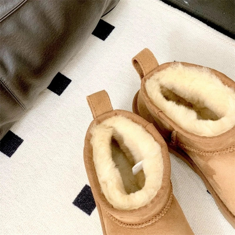 2026 New Design Winter Boots Women Super Mini Real Sheepskin Wool Comfort Warm Natural Fur Shoe Man Classic Snow Boot Size 35-44