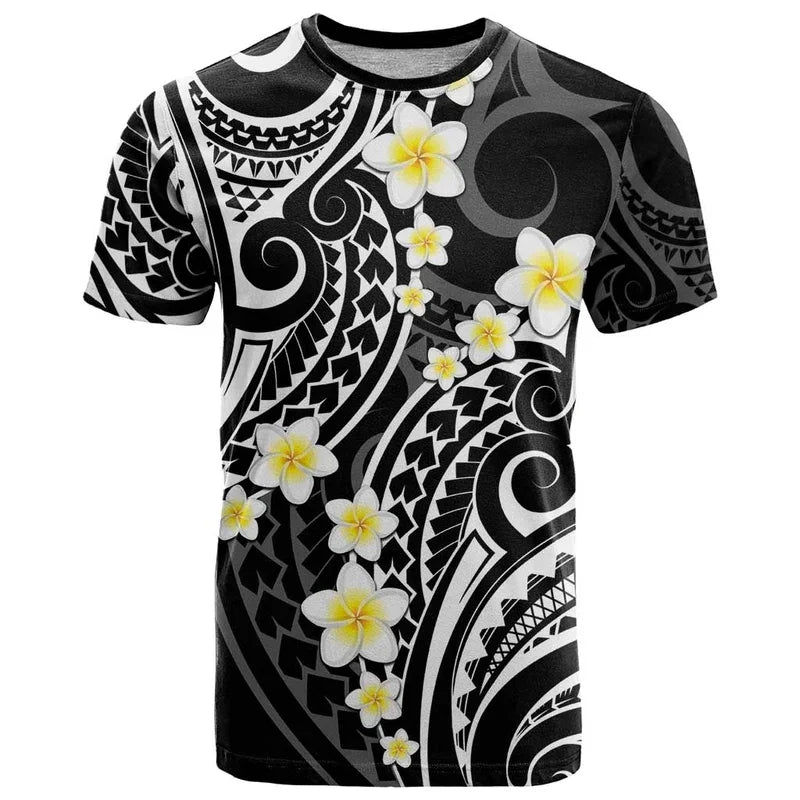 Polynesian Tiki T Shirt For Men 7-colors Hibiscus 3D Printed O-Neck Short Sleeves Casual Oversized Street T-shirts Kid Clothes