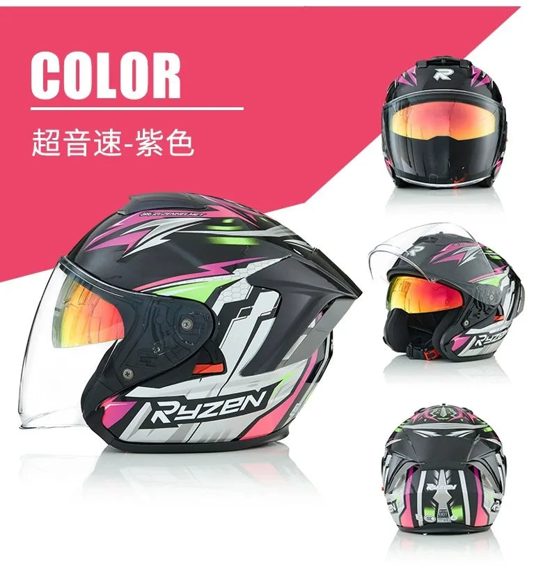 Lightweight Ventilated 3/4 Open Face Helmet DOT ECE Approves Motorbike Scooter Scooter Half Helmet Open Face Casco Moto