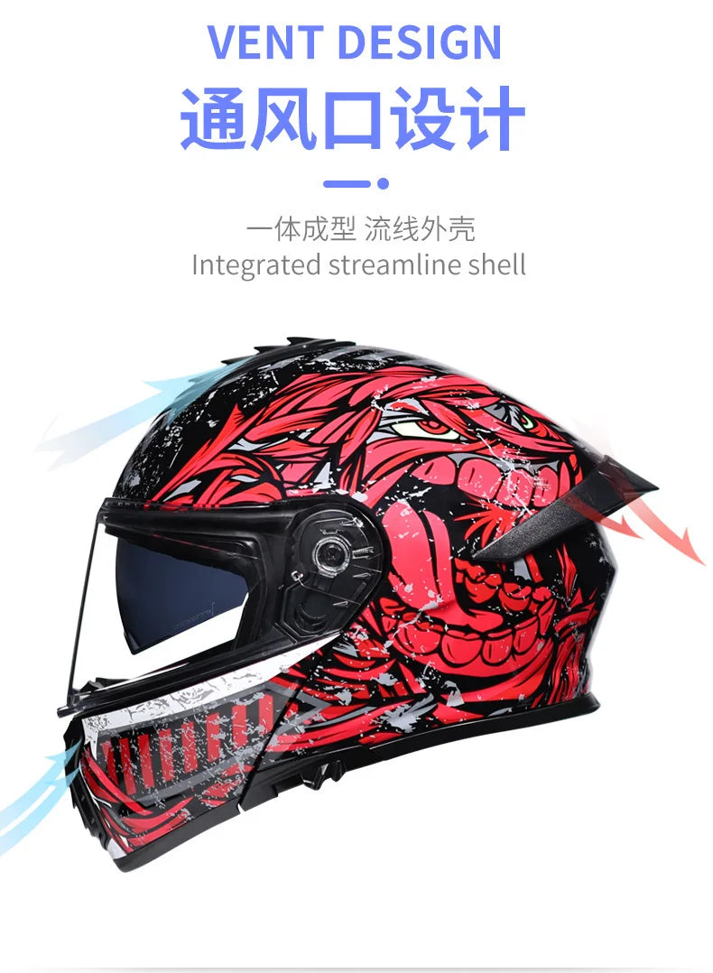 Orz-958 Motorcycle Helmet, Men's and Women's Open Face Helmet, Summer Dual Mirror Large Tail, Semi Fully Covered All Season