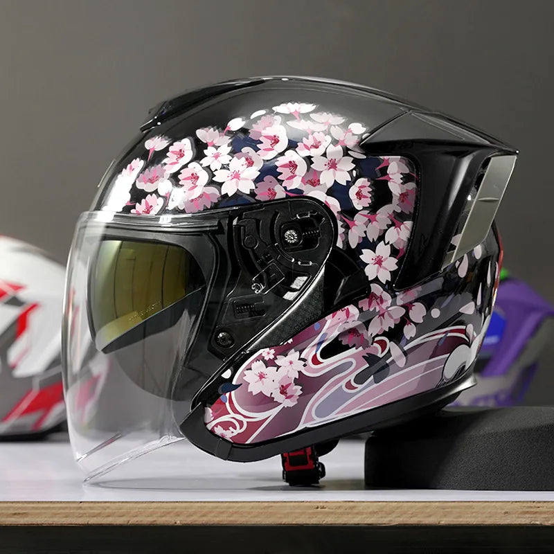 Lightweight Ventilated 3/4 Open Face Helmet DOT ECE Approves Motorbike Scooter Scooter Half Helmet Open Face Casco Moto