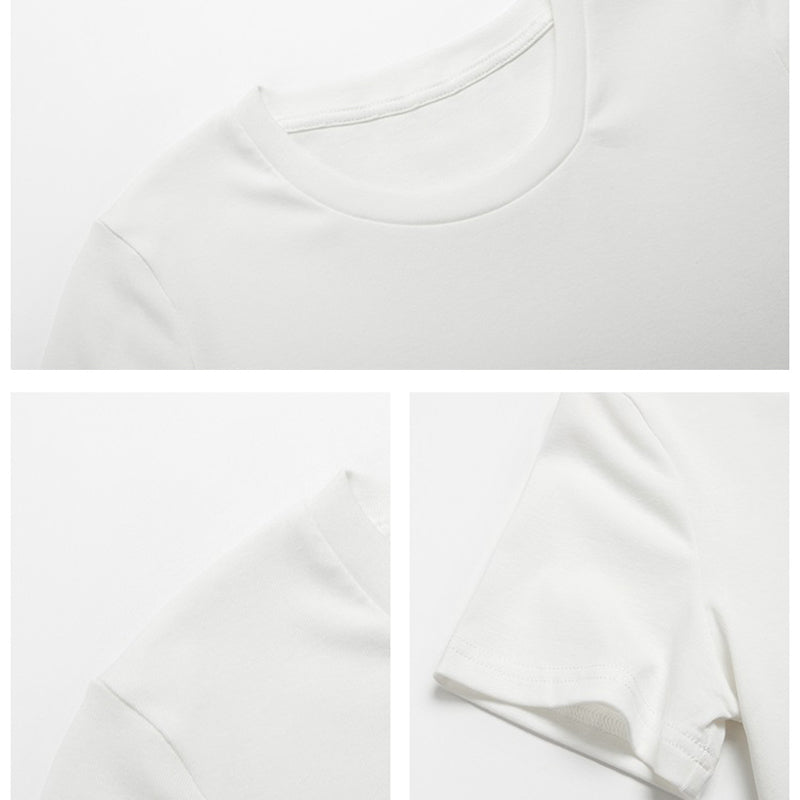 Summer Casual Short Sleeve Basic O Neck Solid Color Cropped Navel Women Crop Tops Soft Bodycon Fashion Tees Blouse