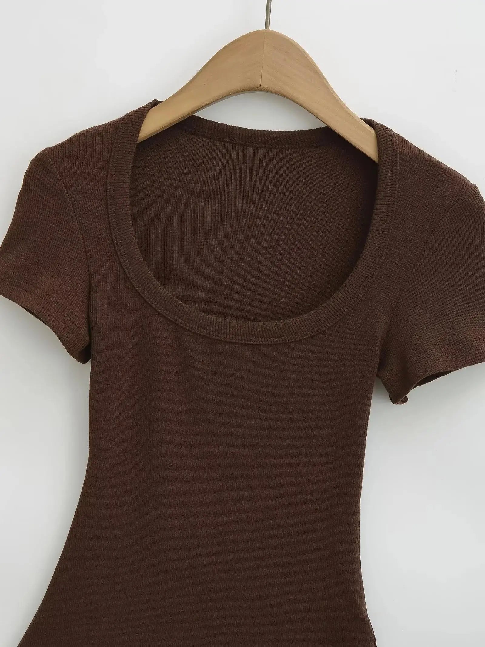 Women Short Sleeve Square Collar Bodysuits Summer Rib Knitted Elastic Slim Top Jumpsuits Solid Color