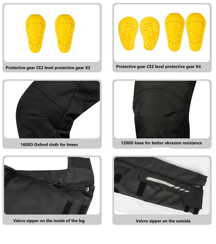 FEHER Motorcycle Pants Winter Waterproof Quick-release Thermal Motorbike Trousers Unisex Built-in Removable CE Protective Gear