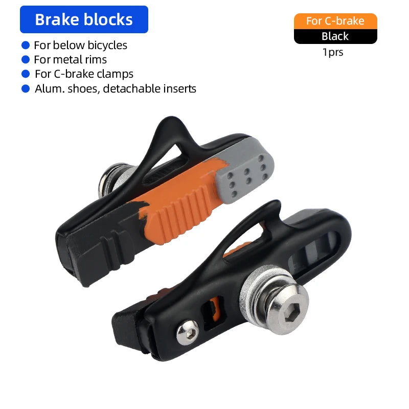 Bicycle Pads W/ 55mm Rubber Brake Inserts for Road Bmx C/V-Brake Alloy Steel Rim Caliper All Weather Use Low Wear Braking Blocks