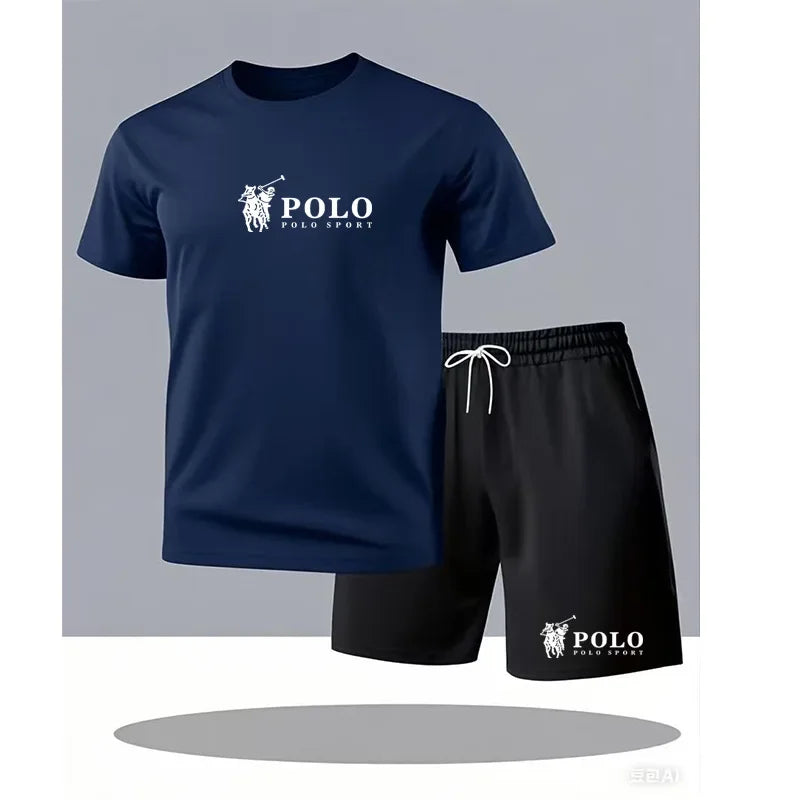 Summer New Style Men's Sport Suit, Short Sleeve T-shirt + Elastic Waistband Short Pants Set, Breathable and Quick-drying Casual