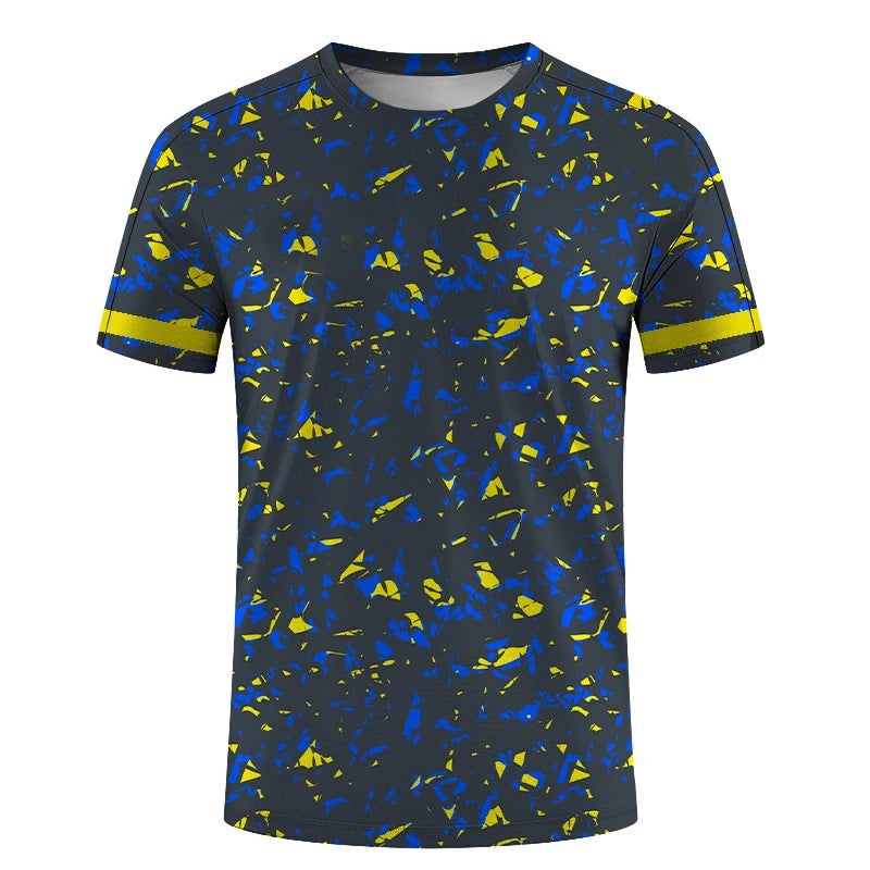 Simple Geometric Patterns Fitness T Shirts For Men Summer Casual Short Sleeve 3D Printed T-shirts Loose Quick Dry Gym Tees Tops