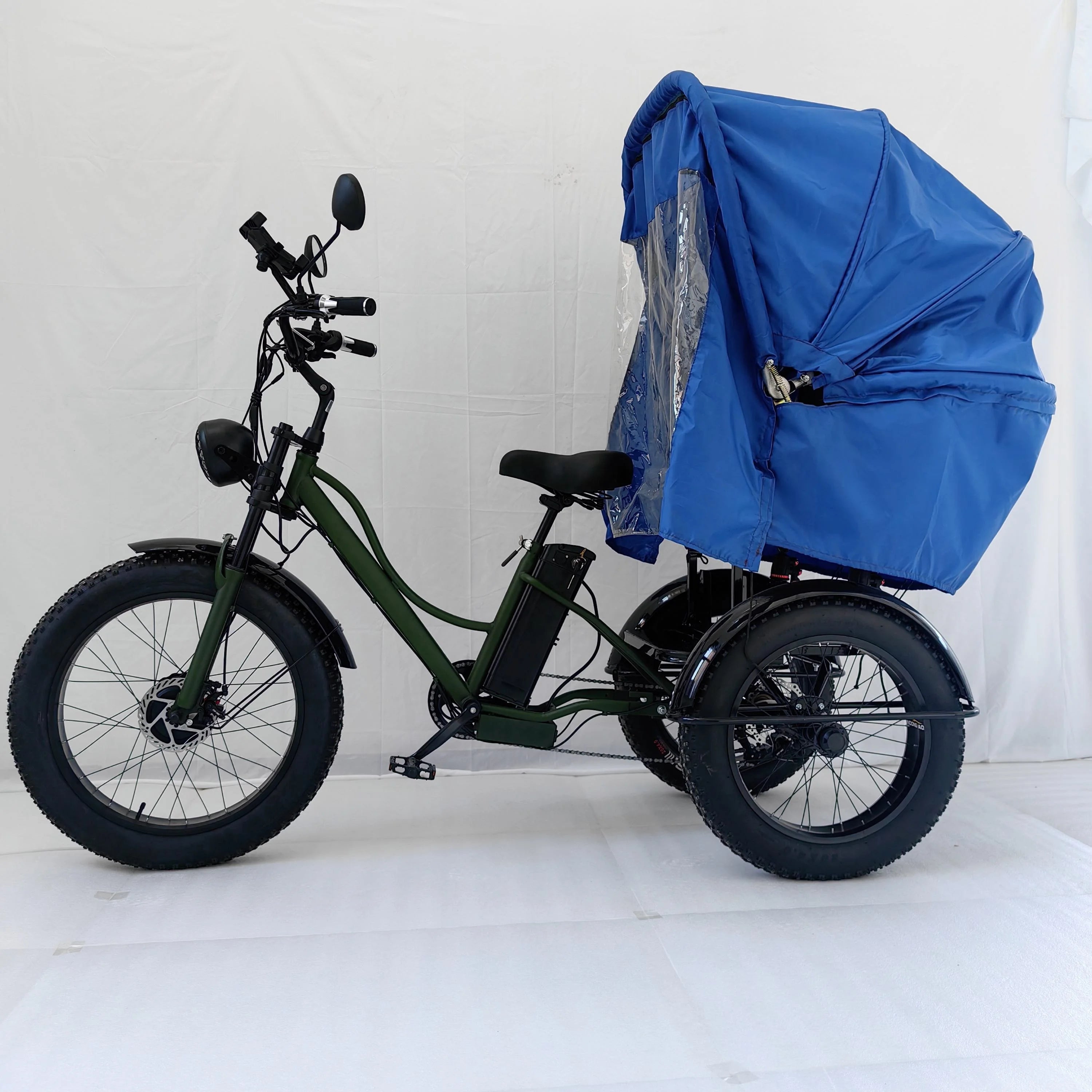 Transportation Vehicle  Bike  2024 Electric 3 Wheeler Trike Fat Tire ThreeWheel Electric Cargo Bicycle with Canopy