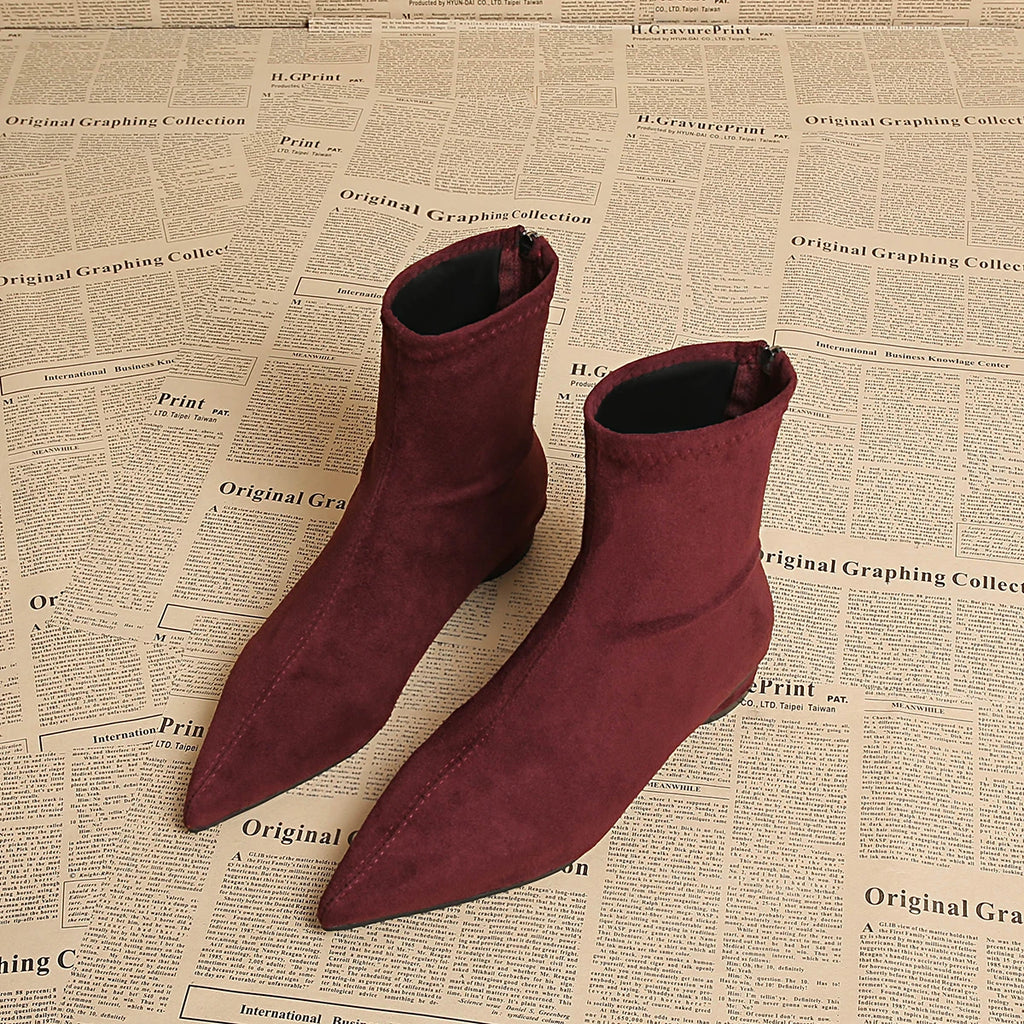 2025 Autumn Suede Warm Casual Women's Ankle Boots Comfortable and Elegant Pointed Toe Party Low Heel New Women's High Heels