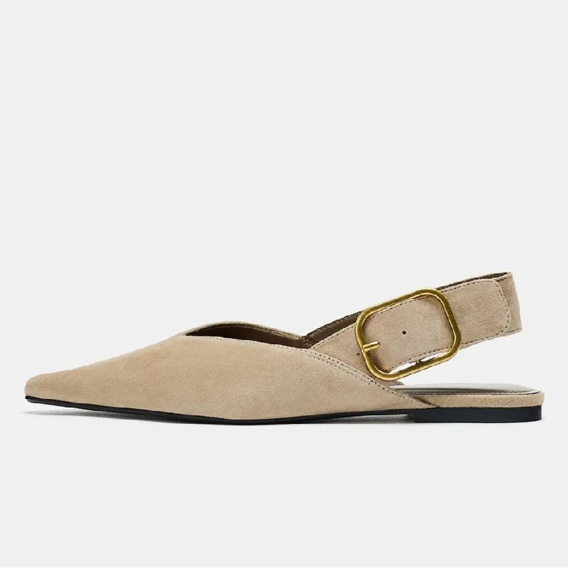 Retro Women's Shoes Fashion Pointed Tip Flat Sandals for Woman Elegant French Casual Shoes Luxury Designer Shoes Sandalias Mujer