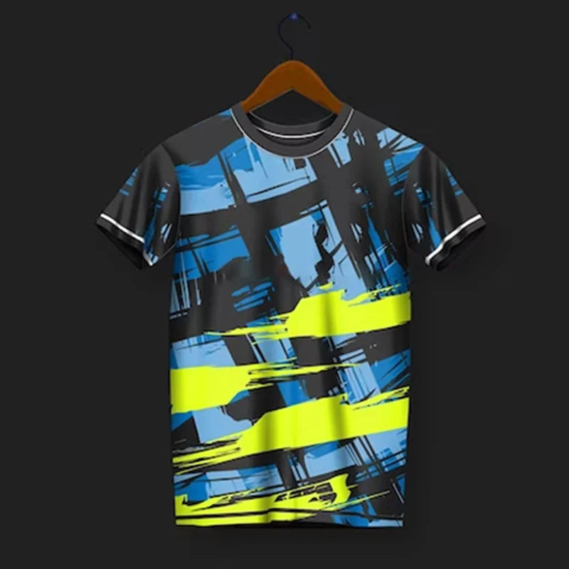 3D Printed Training Suit T-Shirt For Men Fashion Sports Pattern Tees Summer Oversized Round Neck Tops Short Sleeves T Shirts