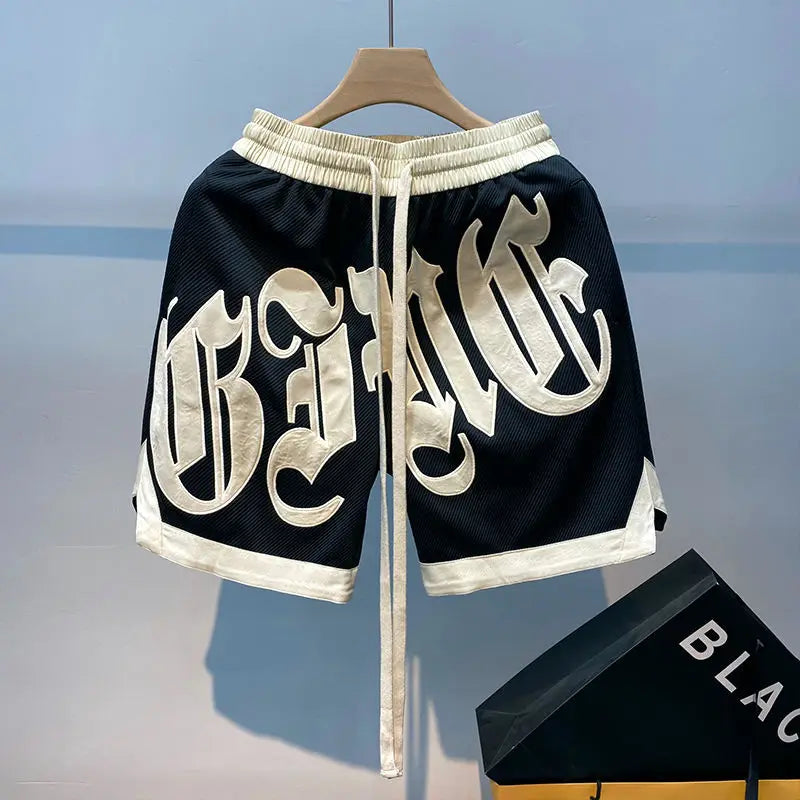 The new 2023 popular logo American joker ins summer leisure fashion men's trousers new handsome letter easy 5 minutes of pants