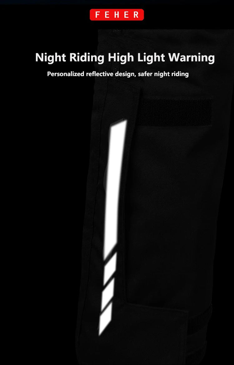 FEHER Motorcycle Pants Winter Waterproof Quick-release Thermal Motorbike Trousers Unisex Built-in Removable CE Protective Gear