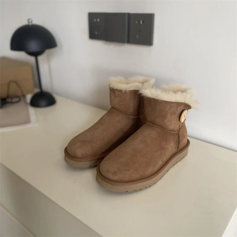 2026 New Design Winter Boots Women Super Mini Real Sheepskin Wool Comfort Warm Natural Fur Shoe Man Classic Snow Boot Size 35-44