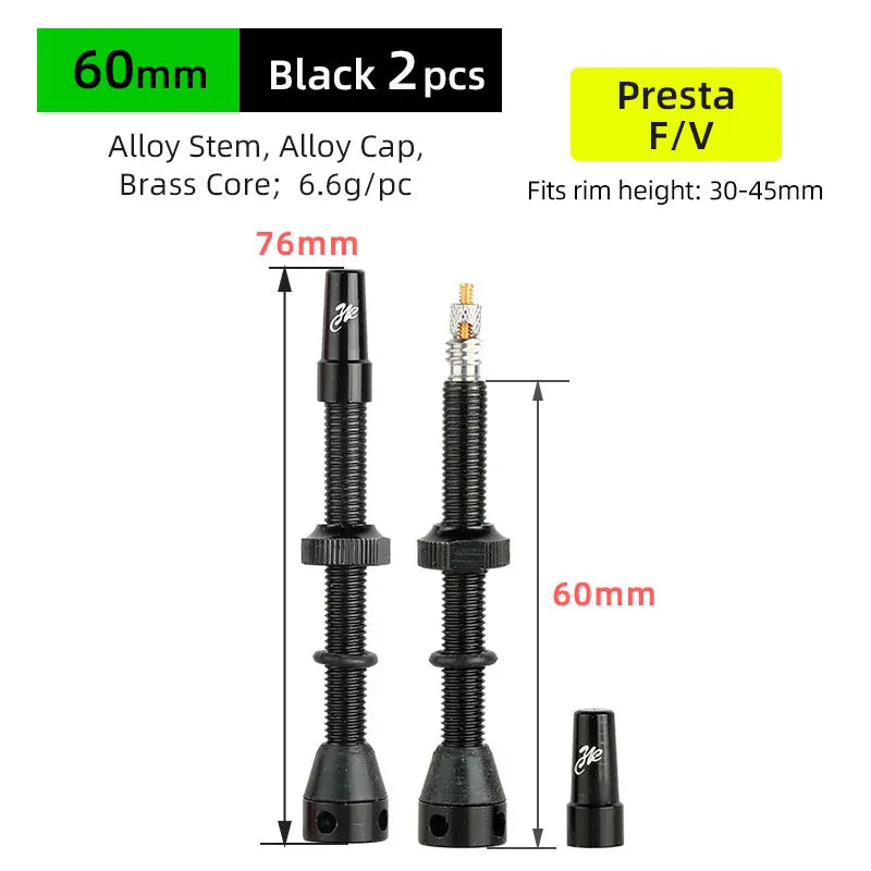 Deemount Bicycle Tubeless Carbon Rim Presta Valves 44/60/80mm F/V Brass Core CNC Machined Anodized W/Tool