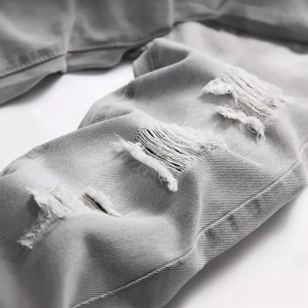 Jeans Boys Straight Ripped Children Washed Distressed Pockets Stretch Casual Denim Trousers Big Kids Streetwear 2025 Hole Pants