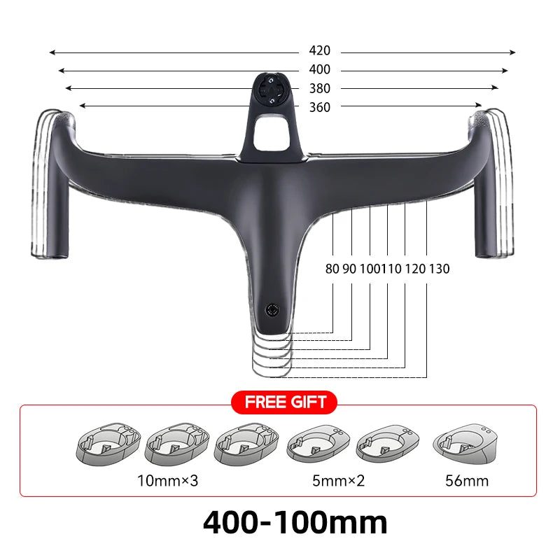 THE ONE ULTRA aero carbon Integrated hamdlebar Hidden Trace Road Bicycle Handlebar 380/400/420 28.6mm Racing  Bike