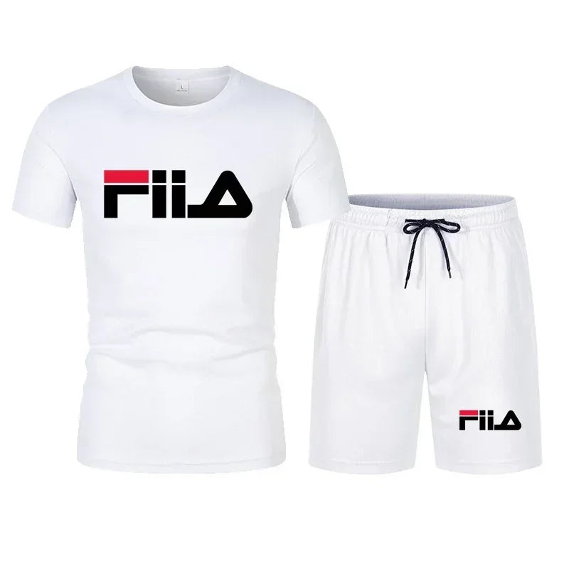 Men's short-sleeved suit, modern casual summer sports outfit, moisture-wicking and breathable mesh T-shirt and shorts combinatio