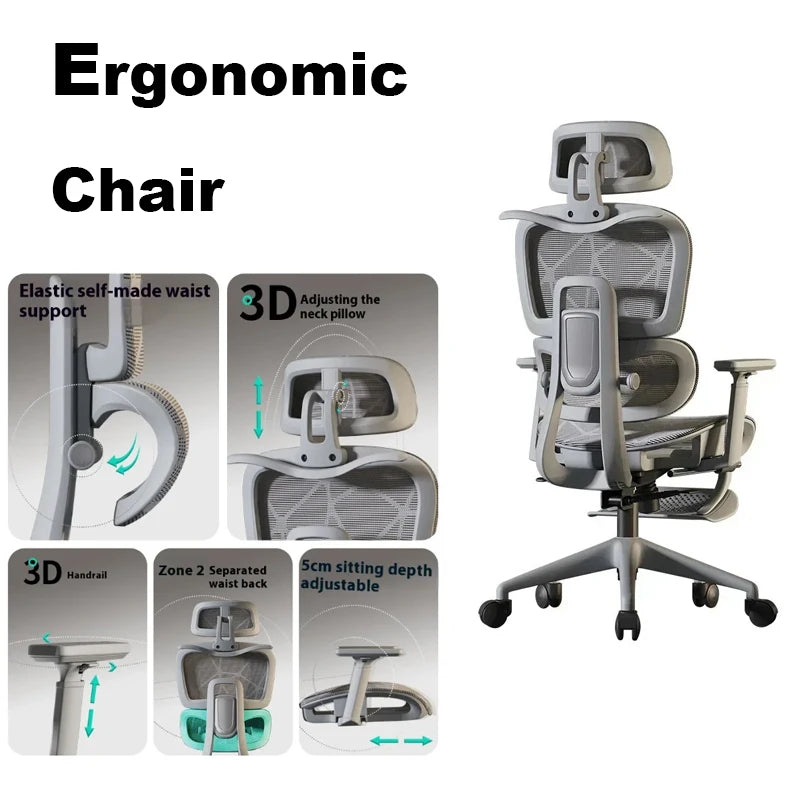 Ergonomic Chair, 3D Headrest, Armchair, Gaming Chair, Computer Lounge Chair, Relaxing Massage