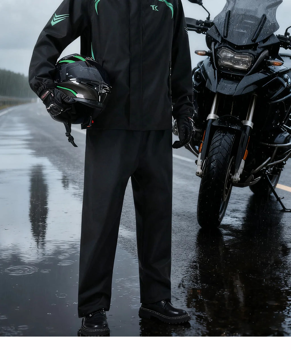 1 set Men's Motorcycle Riding Suit Raincoat Set Full Body Waterproof Outdoor Wear Adult Separate Delivery Rider Special Use