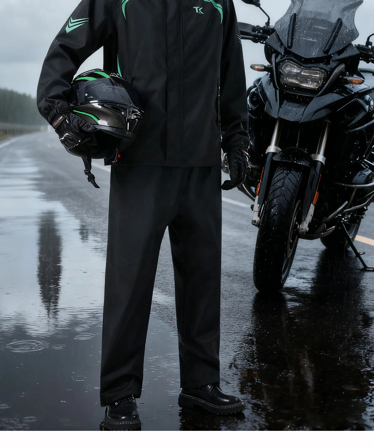 1 set Men's Motorcycle Riding Suit Raincoat Set Full Body Waterproof Outdoor Wear Adult Separate Delivery Rider Special Use