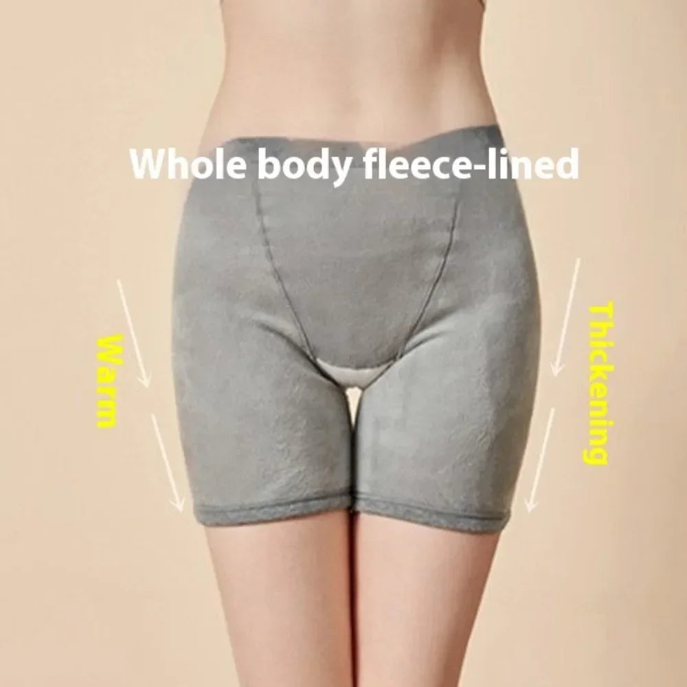 Women's Thickened Fleece Shorts Thermal Underwear Winter Velvet Anti-light Warm Hot Boxers Underpants Safety Short Pants Female