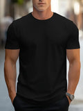 Simple solid color high quality men's round neck short sleeve summer comfortable breathable, casual and versatile T-shirt