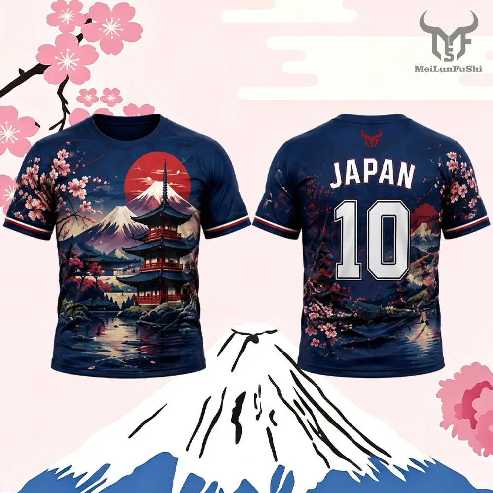 Japanese Style Print Football Jersey Summer Breathable And Quick-drying Football Training Uniform Unisex O-neck Streetwear Top