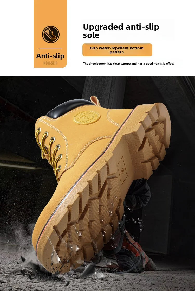 high-top Work Boots For Men Anti-smash Anti-puncture Work Shoes with Steel Toe leather safety shoes men for work waterproof shoe