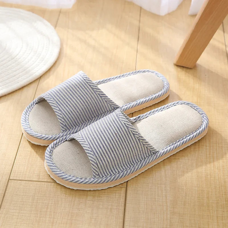 Four Season Linen Home Slippers Women Indoor Bedroom Women House Slides Autumn Unisex Lovers Shoes Adults Outdoor Casual Sandals